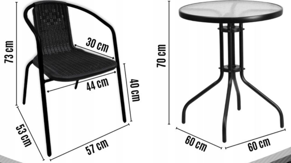 Zestaw Mebli Ogrodowych Meble Ogrodowe 2 Krzesła Stolik Stół Ogrodowy