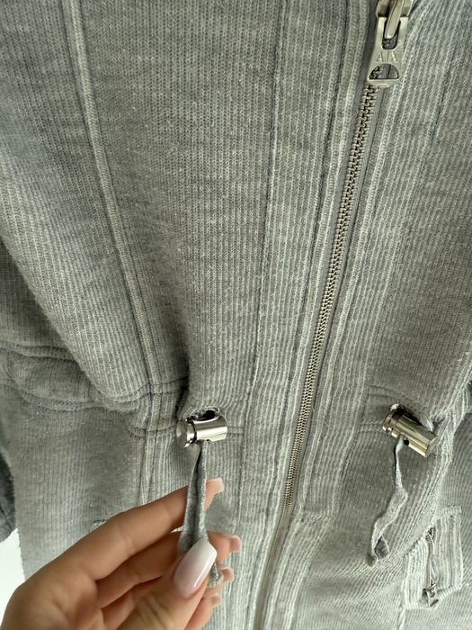 Armani Exchange bluza z kapturem długa ciepła szara S