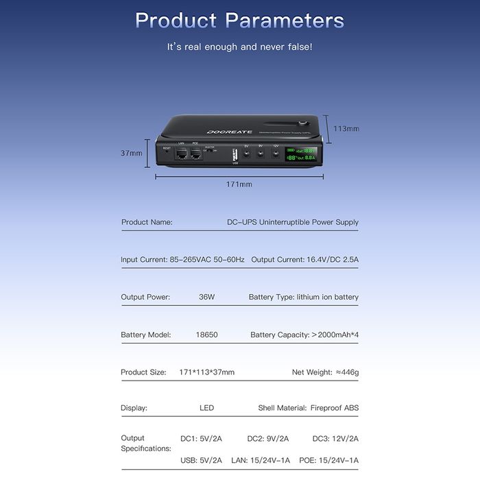 UPS ДБЖ для роутера Docreate 1036L