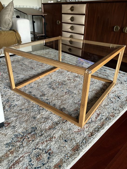 Mesa centro carvalho vidro