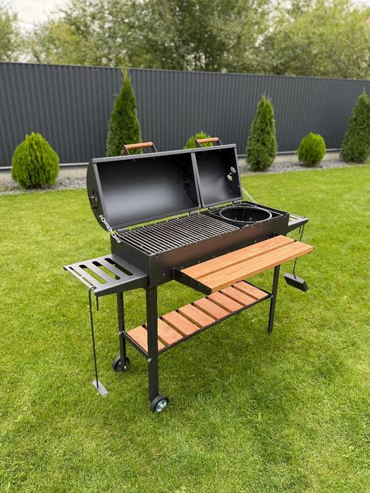 Мангал гриль барбекю метал 5 мм з решітеою для гриля та підставкою