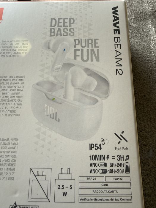 Auriculares True Wireless Bluetooth JBL Wave Beam 2 - Branco