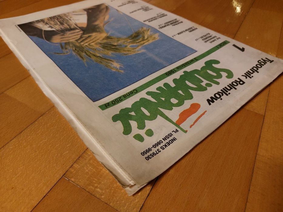 Solidarność Tygodnik Rolników nr 1 , 03.09.1989 Stan BDB pierwszy nr.