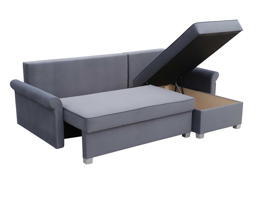 Pikowany narożnik z funkcją spania CLEO - 2 pojemniki na pościel!