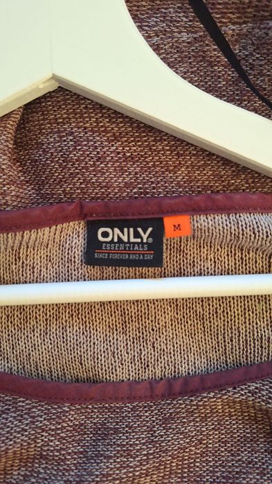 Sweter damski Only brązowy z kokardką dekolt łódka M SUPER STAN