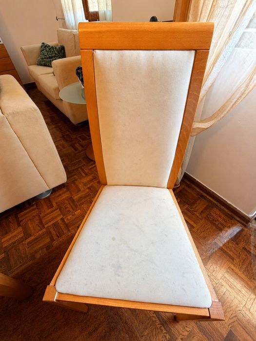 Mesa de Jantar Extensível com 6 Cadeiras – Madeira e Vidro