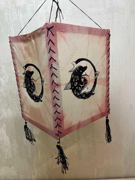 Складной фонарь плафон подвесной в восточном стиле ткань батик