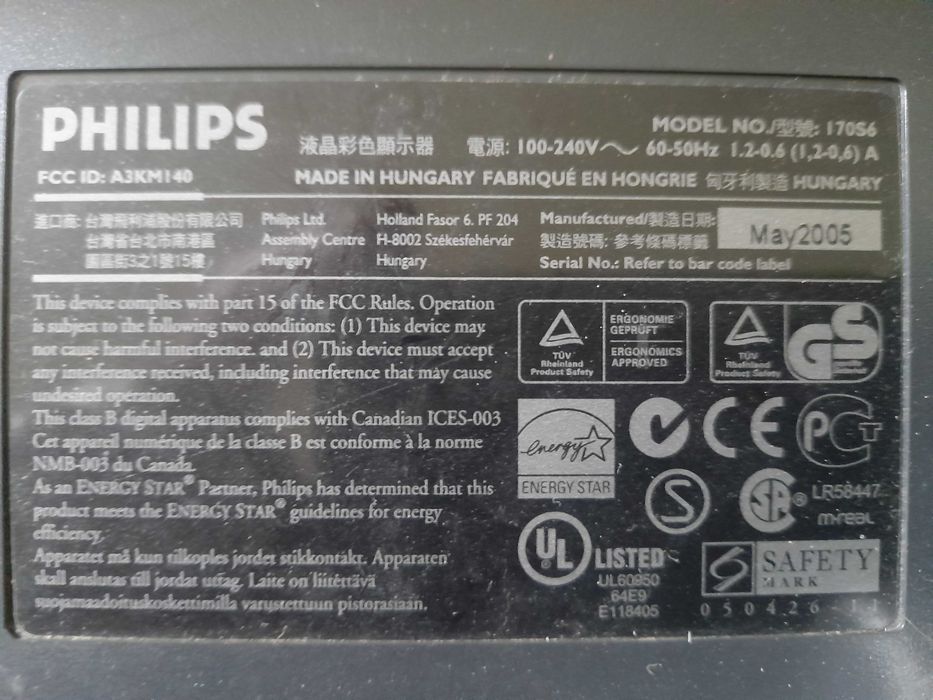 Monitor Philips 170s.