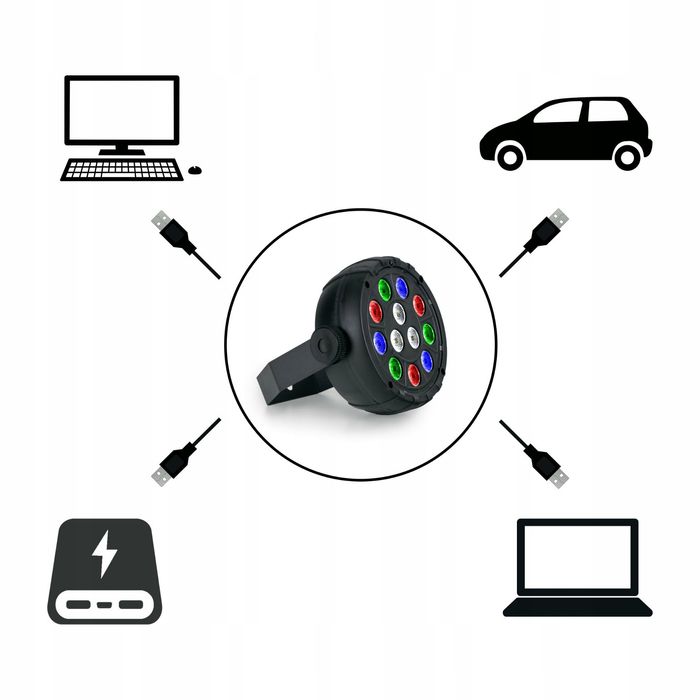 Showlite Pl-12| Projektor Świetlny| Reflektor Imprezowy| 12 Led