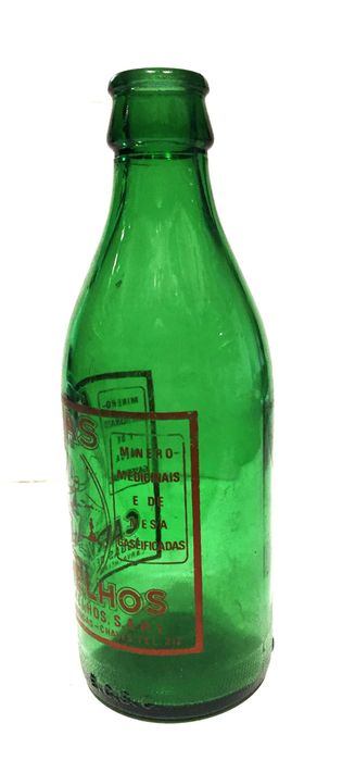 Garrafa antiga da Água de Carvalhelhos - Pirogravada - verde