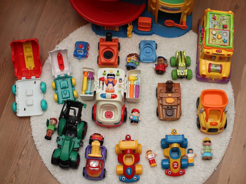Пакет лот машинок с треком Fisher Price, ELC, Huile Toys
