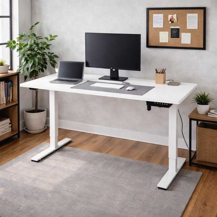 NOWE Biurko Elektryczne Białe 120x60 Regulowane Gamingowe Podnoszone