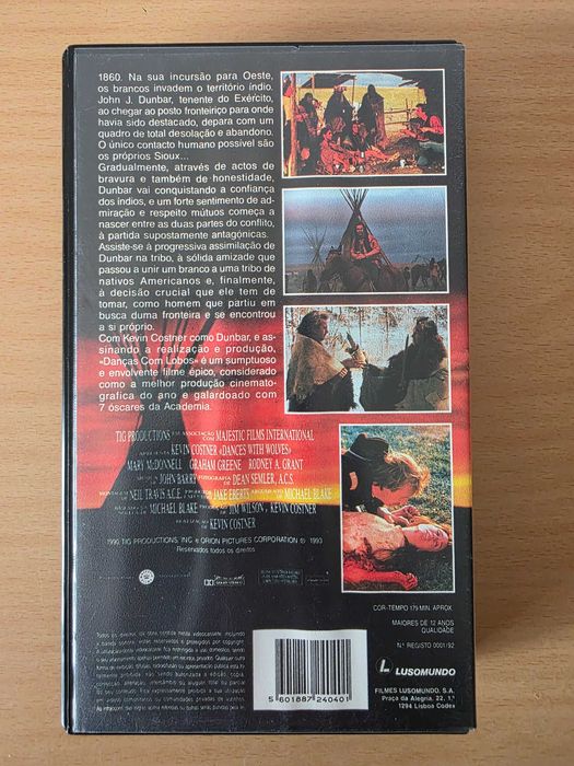 Filme em VHS "Danças com Lobos" com Kevin Costner