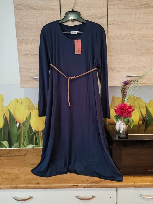 Nowa świetna wygodna granatowa sukienka VRS rozm 44/46 wiskoza/elastan