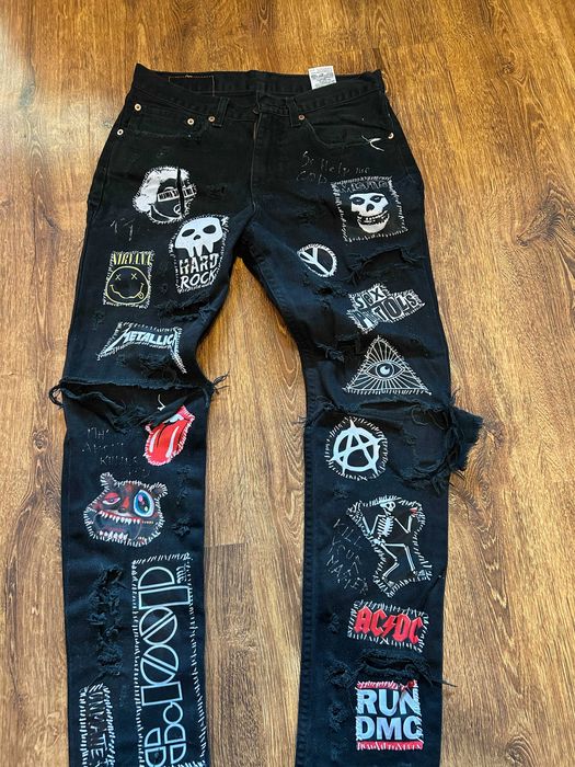 Custom spodnie Levi’s w stylu Zillakami / City Morgue / punk / metal