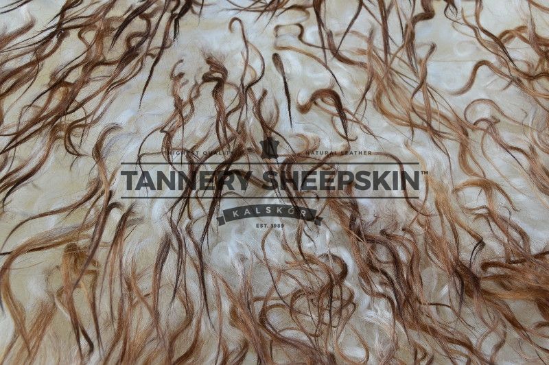 Skóra Muflon Naturalnie Kręcony Włos Biało-Brązowa 111-130cm