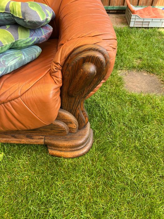 Zestaw wypoczynkowy skórzany 3-2-1