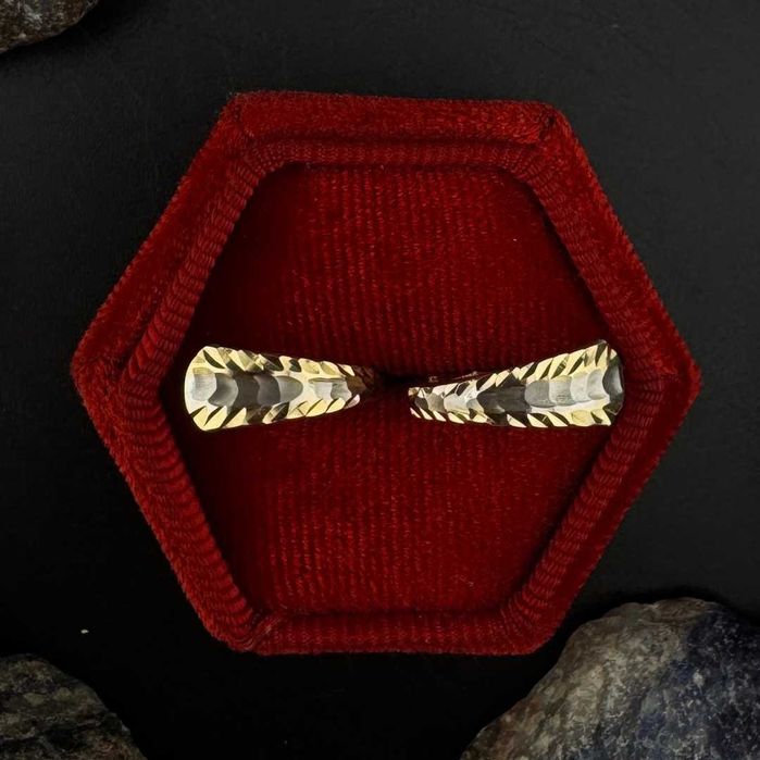 Złote Kolczyki Frezowane Wkrętki Próba 585 Waga 1.59g (J)