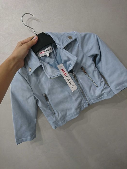 Nowa niebieska ramoneska kurtka dziecięca 104 zamszowa redwagon