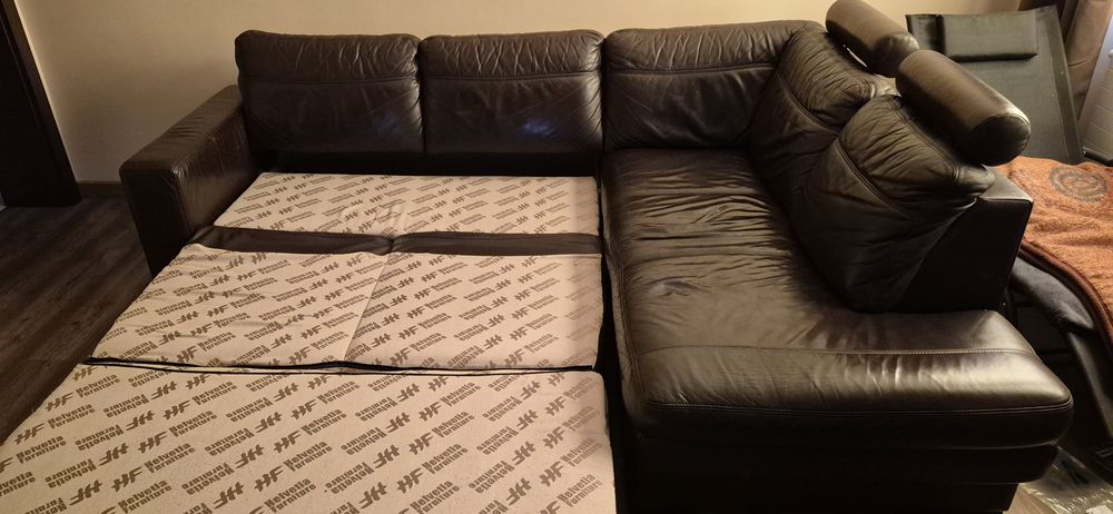 Narożnik Helvetia Furniture prawy, skóra naturalna