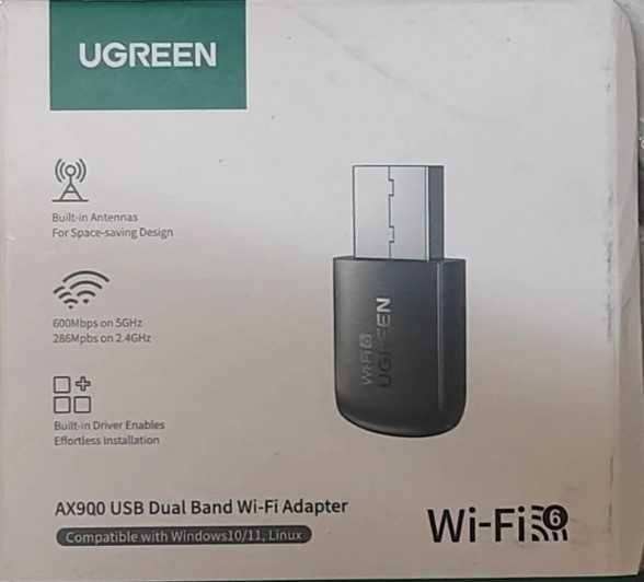 Adapter USB Wi-Fi Ugreen Ac900 Dual Band Wi-Fi 6