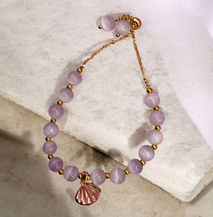 Piękna perłowa bransoletka kamienie regulowana HIT kod A36