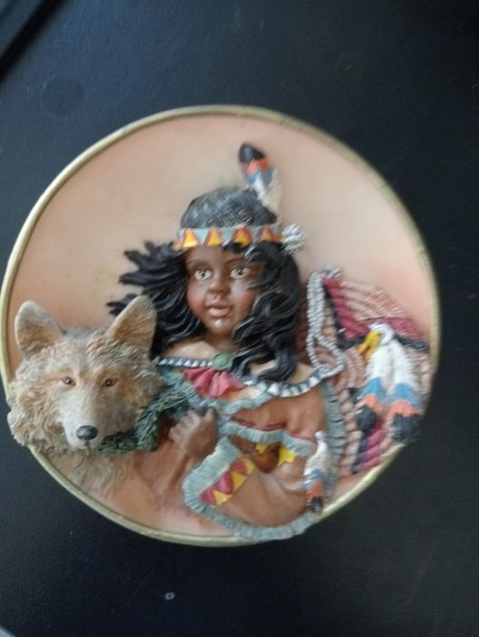 Indianka dziewczynka ceramika do powieszenia talerz