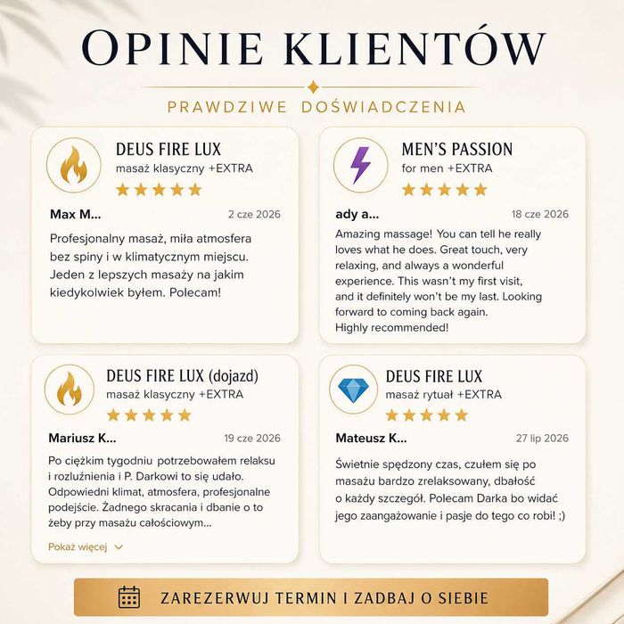Masaż dla mężczyzn, Kraków | DEUS FIRE LUX