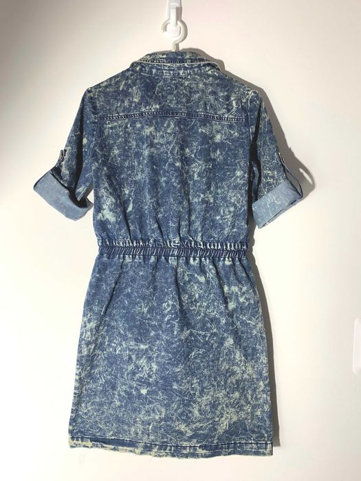 sukienka jeans dżins MEGi S 36 dekatyzowana szmizjerka mini tunika