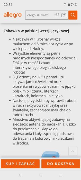 Edukacyjny robot Fischer Price