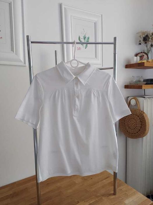 biała bawełniana bluzka t-shirt koszulka polo COS rozm M