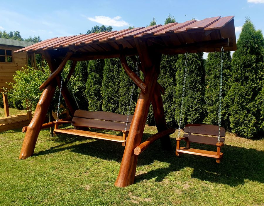 Huśtawka, dębowa potężna-wykonana w fachowy solidny sposób.