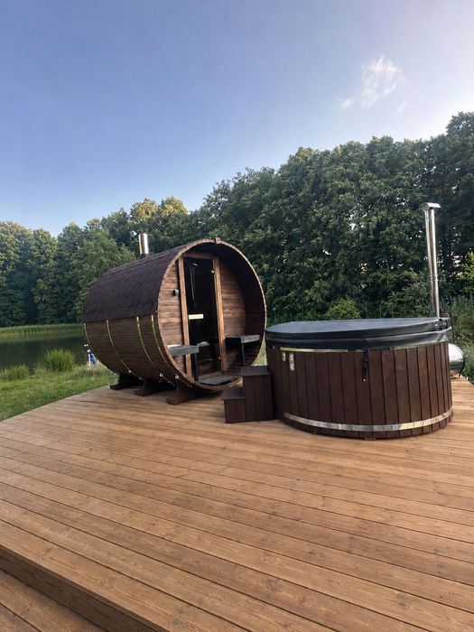 ZŁOŻONA Sauna ogrodowa beczka z piecem harvia 9kw