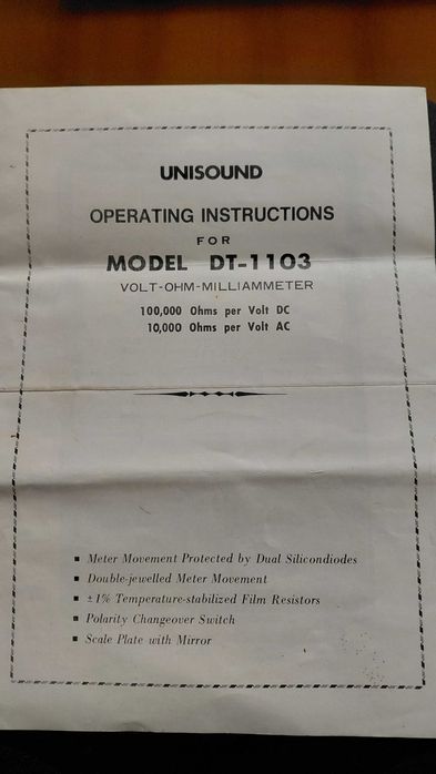 Multímetro Analógico da Marca Unisound Modelo DT - 1103