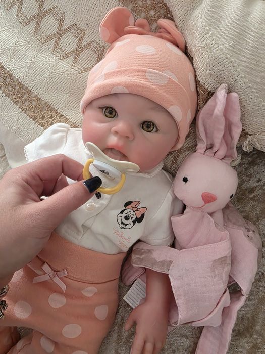 Por encomenda Bebé Reborn Menina de Silicone Sólido Completo 48 cm car
