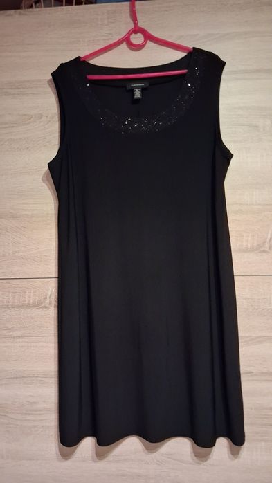 Czarna sukienka  XL  w kpl. z narzutką