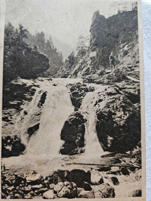 Stara pocztówka 1947 r Tatry. Wodospad pod Skałą Jelinka