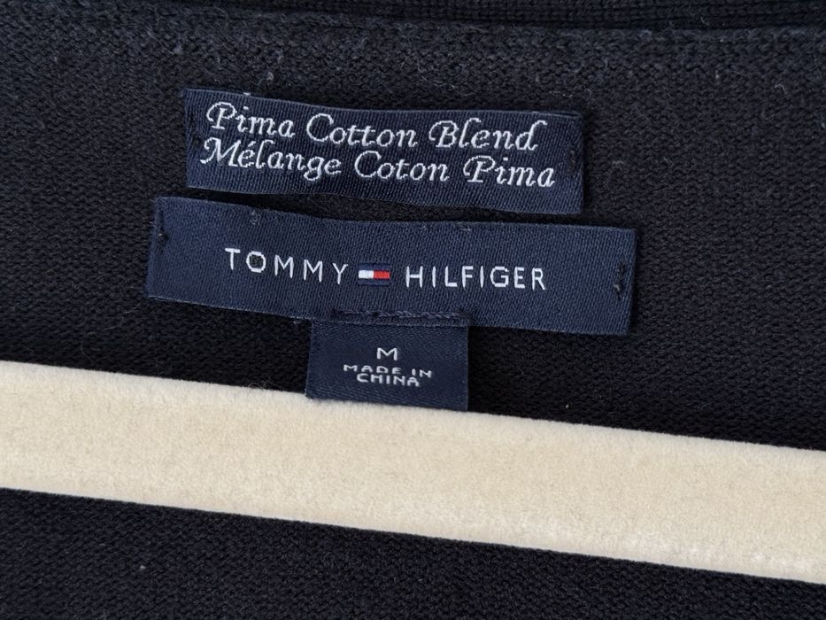 Sweter Tommy Hilfiger M w serek logowany haft elegancki damski