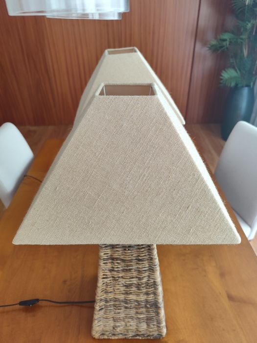 Par de Candeeiros em Rattan - Excelente Estado