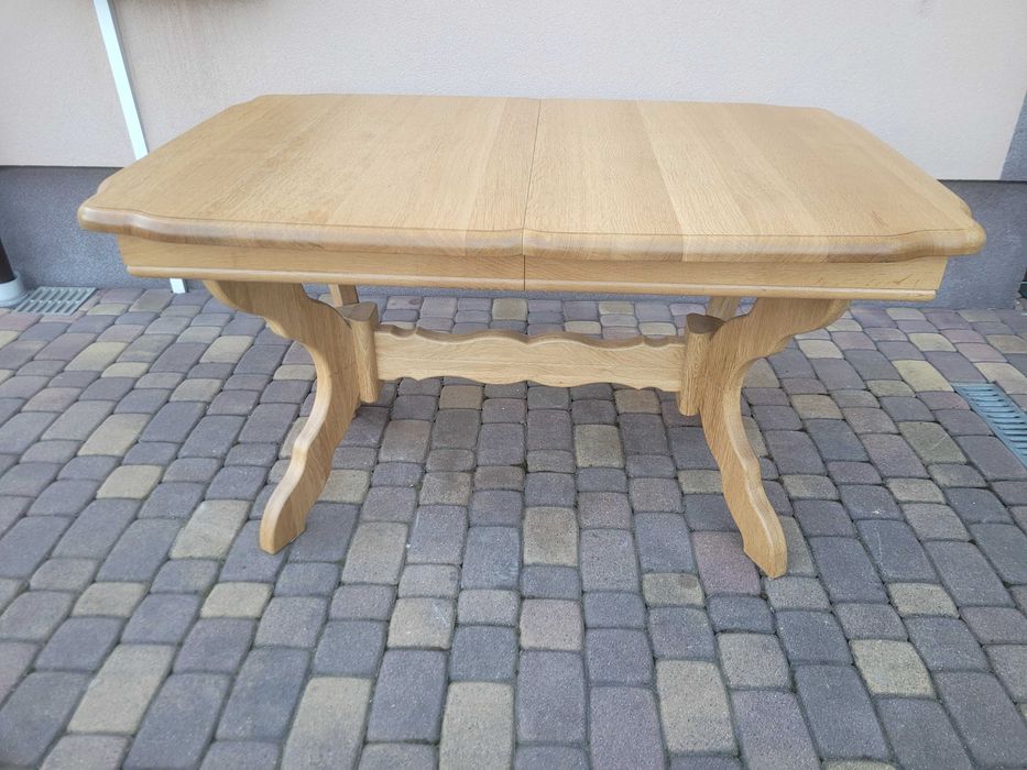 Stół Lity Dąb Jasny Dębowy Rozkładany + 4 Krzesła