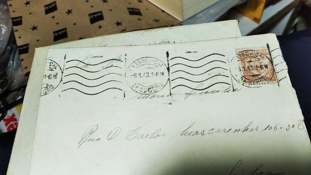 Cartas de correio antigas 1943 endereçáveis c selo e carimbos da época