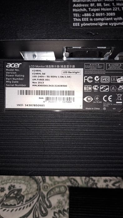 Monitor LED Acer V246HL 24"