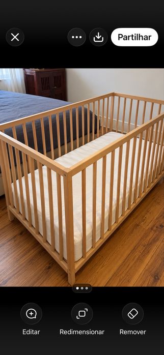Berço cama em faia como novo