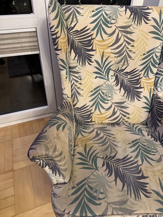 Używany fotel wraz z podstawka pod nogi z Ikea