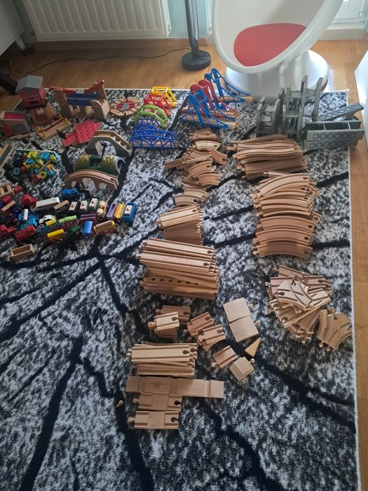 Duży zestaw droga drewniana plus akcesoria