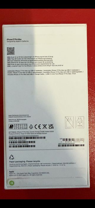 Iphone 17 pro Max 256Gb  laranja selado