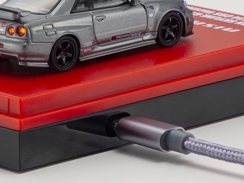 Kyosho 1/64 Nissan Skyline GT-R R34 NISMO Gray LED | Нова