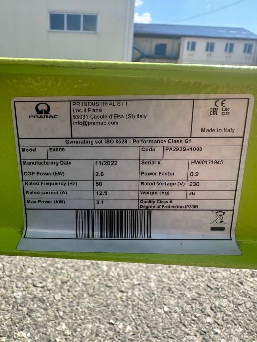 Генератор однофазний бензиновый PRAMAC E4000  (3,1 кВт)