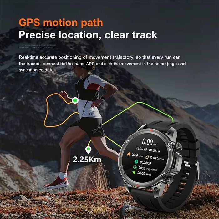 Смарт часы: VWAR DK68 PRO. NFC. GPS. Compass. 1000mAh. LED-фрнарик. Градусник.