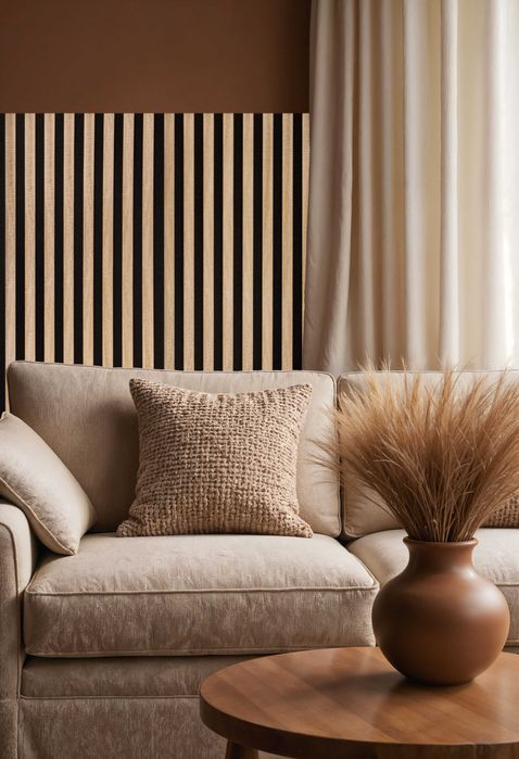 Lamele ścienne na czarnym filcu 260cm x 54 cm Dąb Sonoma i inne